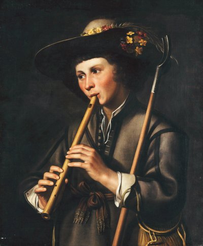 Pastýř hrající na dýmky od Johan Baeck