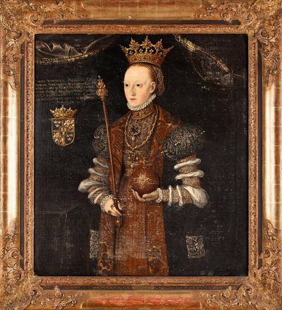 Portrét Marguerite Lejonhufvud (rozená Margareta Eriksdotter) (1516-1551), reine de Suede - Peinture de Johan Baptista van Uther (aktif 1562-1597), huile sur toile (102x90 cm) od Johan Baptista van (active 1562 1597) Uther