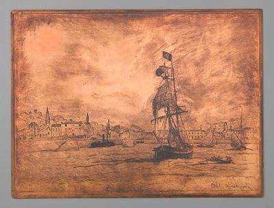 Přístav Honfleur od Johan Barthold Jongkind (signed by artist)