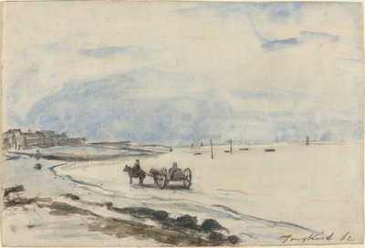 Karren am Strand von Etretat von Johan Barthold Jongkind