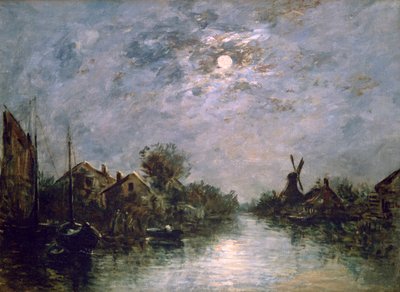 Dutch Channel in the Moonlight, c1840-1891 od Johan Barthold Jongkind