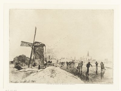 Pohled na Maassluis Vue de la ville de Maaslins (Hollande) (název série) od Johan Barthold Jongkind