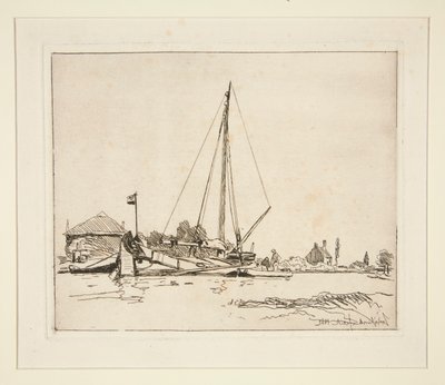 La Barque amarre (Ukotvená loď) od Johan-Barthold Jongkind