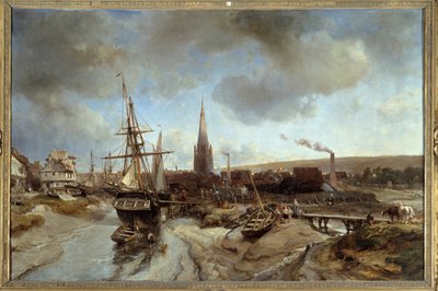 Der Hafen von Harfleur. Gemälde von Jean Barthold Jongkind von Johan Barthold Jongkind