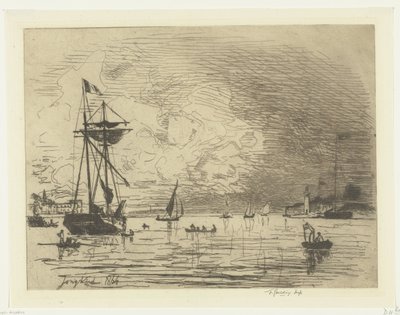 Výjezd z přístavu Honfleur Sortie du port de Honfleur (název na objektu) od Johan Barthold Jongkind