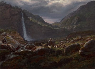 Vodopád Feige (Feigefossen), Lysterfjord, Norsko od Johan Christian Dahl