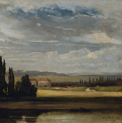 Pohled na krajinu s vysokou zataženou oblohou od Johan Christian Dahl