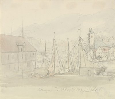 Přístav v Bergenu od Johan Christian Dahl