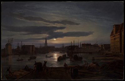 Kodaňský přístav za měsíčního svitu od Johan Christian Dahl
