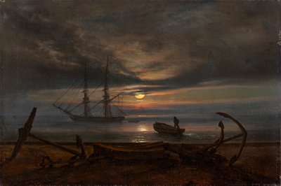 Dánské pobřeží za měsíčního svitu od Johan Christian Dahl