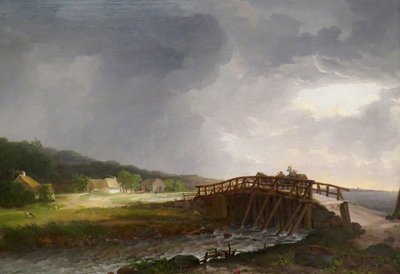 Dánsky: Most přes řeku Tryggevælde s výhledem na Køge Most přes řeku Tryggevælde s výhledem na Køge, Zélandie od Johan Christian Dahl