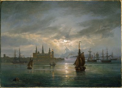Hrad Kronborg v měsíčním světle od Johan Christian Dahl