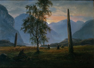 Krajina s pamětními kameny od Johan Christian Dahl