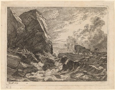 Norské pobřeží během bouře od Johan Christian Dahl