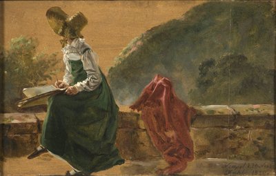 Princezna Karolína Amálie kreslící v Neapoli. Studie od Johan Christian Dahl