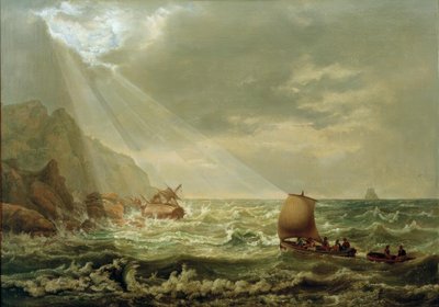 Ztroskotání na skalnatém pobřeží Capri od Johan Christian Dahl