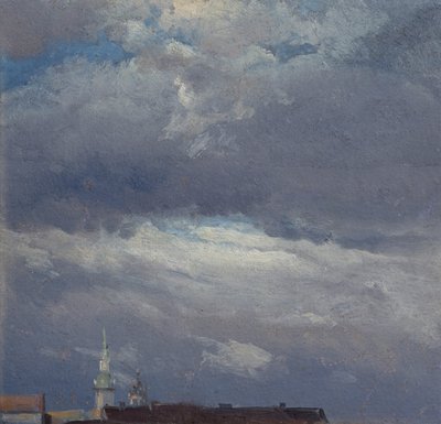 Bouřkové mraky nad zámeckou věží v Drážďanech od Johan Christian Dahl