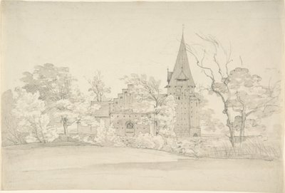 Kostel v Alleru v úřadu Sønderjylland (Dánsko), pohled od severu od Johan Christian Dahl