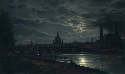 Pohled na Drážďany Moonlight od Johan Christian Dahl