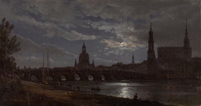 Pohled na Drážďany za svitu měsíce od Johan Christian Dahl