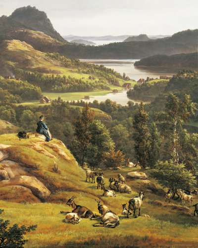 Pohled na Lysenkloster u Bergenu od Johana Christiana Clausena Dahla (1788-1857), Norsko 19. století Podrobnosti od Johan Christian Dahl
