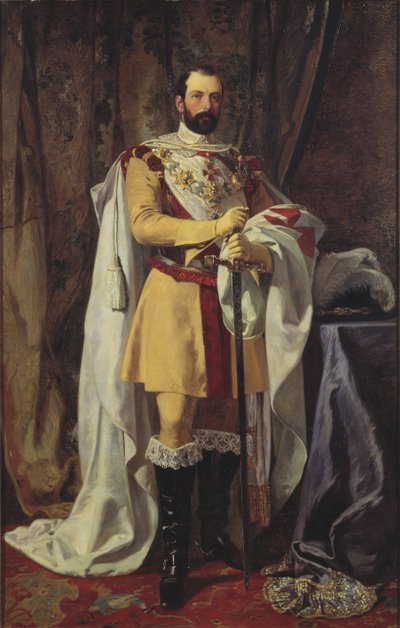 Charles XV roi de Suede - Portrét krále Karla XV Švédska (1826-1872), Hockert, Johan Fredrik (1826-1866). Olej na plátně od Johan Fredrik Hockert