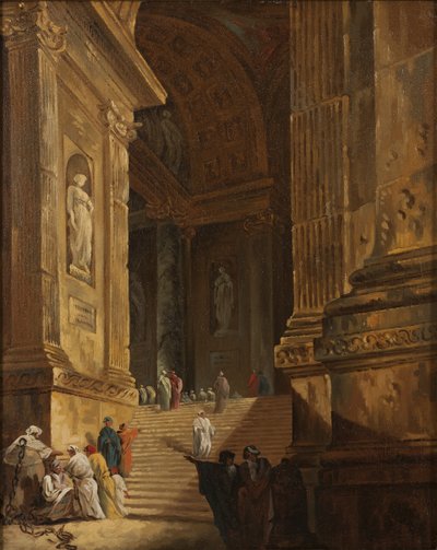 A Temple Staircase, c.1783 (olej na plátně) od Johan Gottlob Brusell