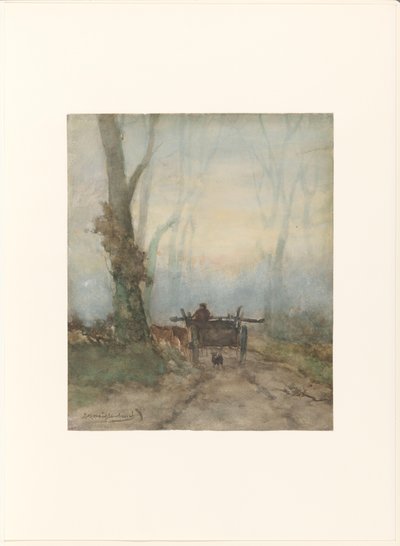 Farmářský vozík na lesní cestě od Johan Hendrik Weissenbruch (signed by artist)
