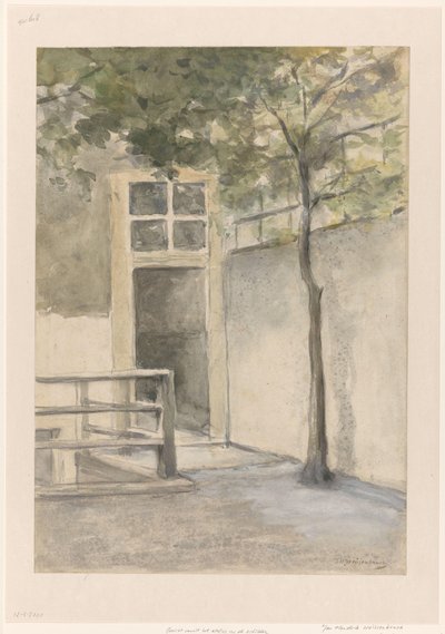 Pohled na nádvoří z umělcova ateliéru na Kazernestraat v Haagu od Johan Hendrik Weissenbruch (signed by artist)