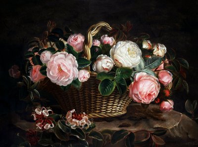 Zátiší růží a zimolezu. Peinture de Johan Laurentz Jensen (1800-1856/Dánsko) Collection privee od Johan Laurents Jensen