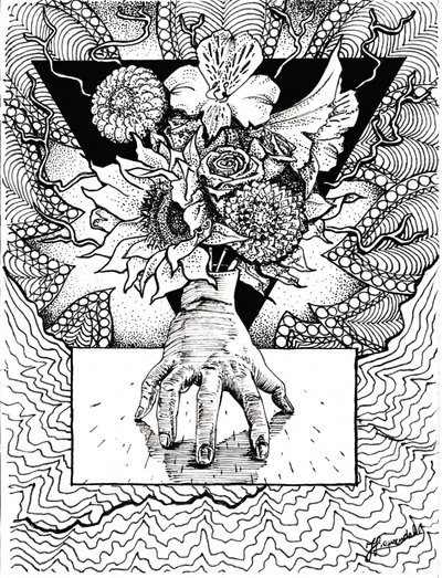 Surrealistický květinový odraz v dlani od Johan Liewendahl