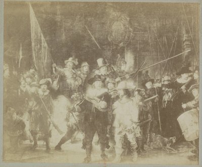 Fotoreprodukce obrazu „Noční hlídka“ od Rembrandta Harmensze. z Rýna Musee d