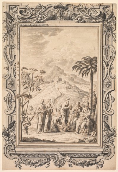 Ilustrace a návrh ohraničení pro Kupfer-Bibel Copper Bible, c. 1730. od Johan Melchior Füssli