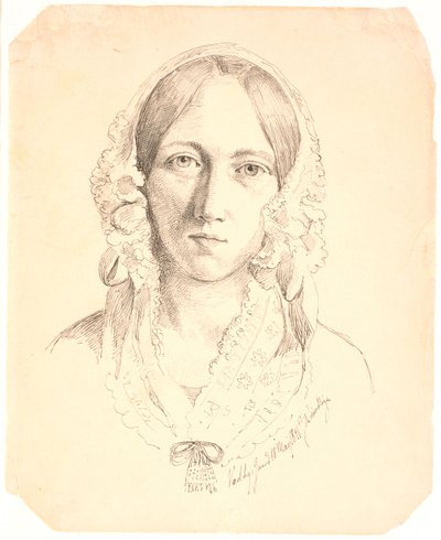 Portrét mladé ženy, jedna tvář. Možná zastupující Louise Marie Neergaard (1816-1895) od Johan Thomas Lundbye