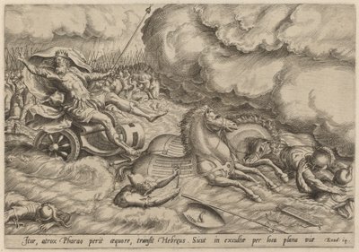 Přechod Rudého moře od Johan Wierix, after Maarten van Cleef