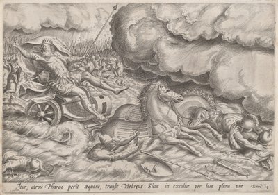 Přechod Rudého moře od Johan Wierix, after Maarten van Cleef