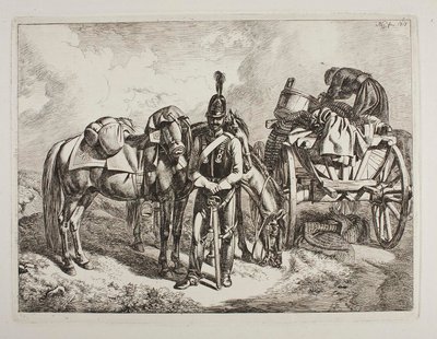 Rakouský dragoun u vozu od Johann Adam Klein