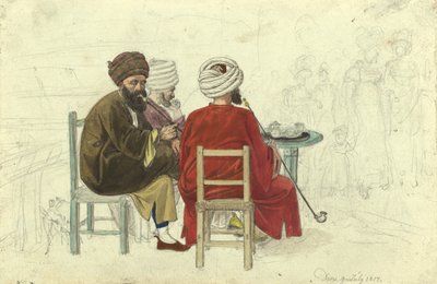 Tři Turci (resp. Řekové) sedící u stolu v kavárně Augustini na Rotenturmbastei od Johann Adam Klein