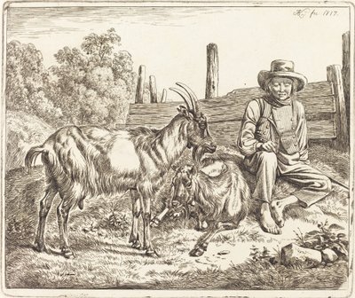 Pastýř se dvěma kozami od Johann Adam Klein