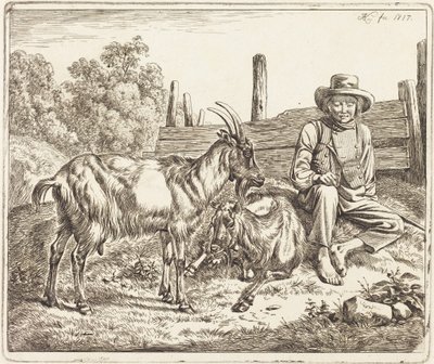 Pastýřský chlapec se dvěma kozami od Johann Adam Klein