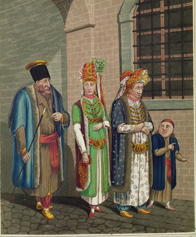 Rodina tureckých Židů v typických krojích... od Johann Adolph Opitz