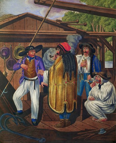 Kočí a námořníci na dunajské lodi ze série vídeňských typů ... od Johann Adolph Opitz