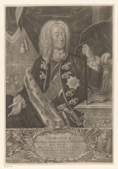 Portrét Jiřího II., krále Velké Británie od Johann Andreas Pfeffel (der Jüngere) (possibly)