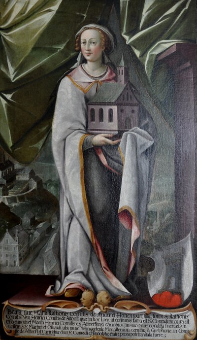 německy: Hatta von Hohenwart, manželka Heinricha von Altdorf, zakladatele kláštera v Altdorfu kolem roku 935. od Johann Andreas Rauch