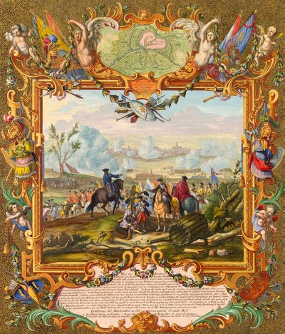 Dobytí pevnosti Audenarde spojeneckými vojsky v roce 1708, počátek 18. století. od Johann August Corvinus