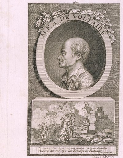 Portrét spisovatele, esejisty a filozofa Francoise Marie Arouet de Voltaire 1694-1778 od Johann Balzer