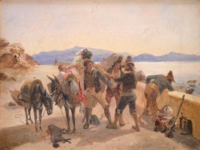 Lupiči útočící na cestovatele od Johann Baptist Kirner