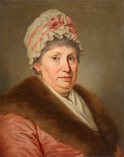 Buržoazní žena s krajkovou kapucí a kožešinovým límcem od Johann Baptist Lampi d. Ä.