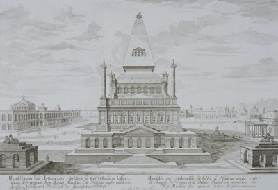 Mauzoleum Halicarnassus, Bodrum, Turecko, z „Návrhu historické architektury“, 1721 od Johann Bernhard Fischer von Erlach