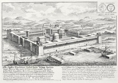 Diokleciánův palác (245-313), Split, Jugoslávie, z „Design of a Historic Architecture“, 1721 od Johann Bernhard Fischer von Erlach